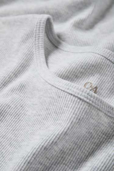 Donna - T-shirt - slim fit - a coste - grigio chiaro