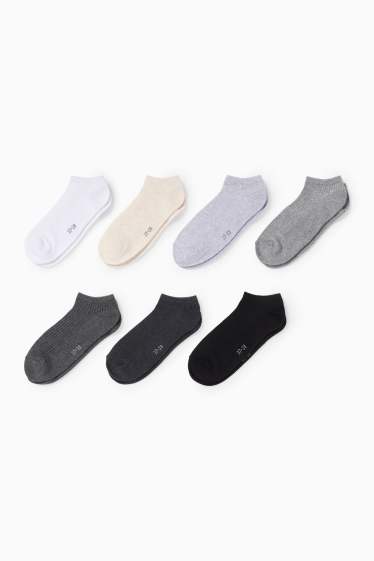 Enfants filles - Lot de 7 paires - socquettes de sport - noir / blanc