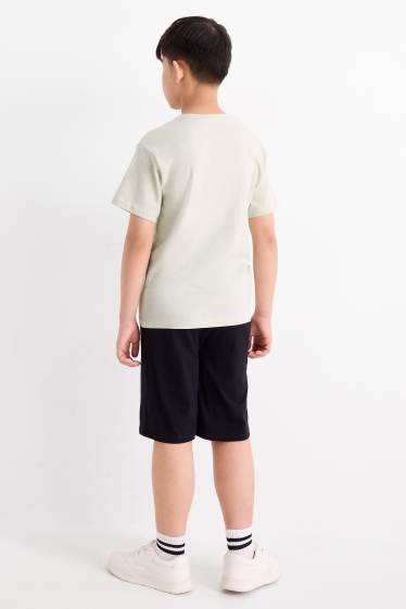 Children Boys - BMX - set - short sleeve T-shirt and shorts - 2 piece - gray / black