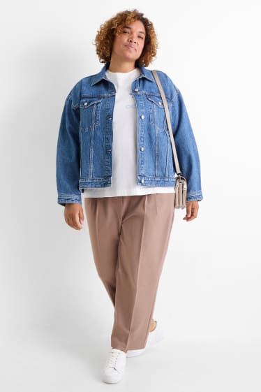 Damen - Stoffhose - High Waist - Tapered Fit - braun