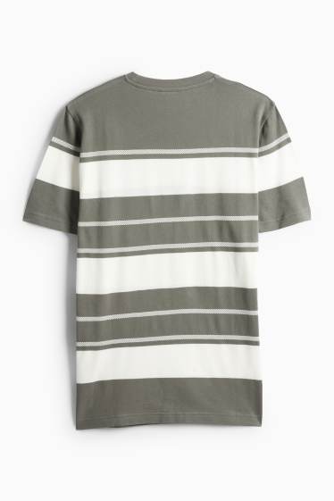 Home - Samarreta de màniga curta - regular fit - de ratlles - texturada - blanc/verd