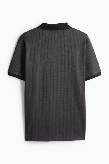 Pánské - Polokošile - regular fit - žebrovaná - černá