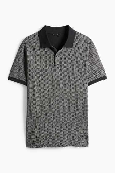 Heren - Poloshirt - regular fit - met patroon - zwart