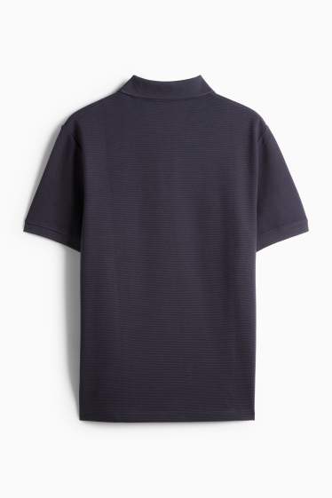 Heren - Poloshirt - regular fit - geribd - donkerblauw