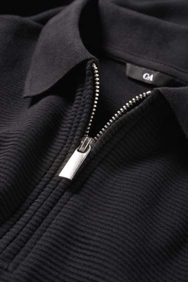 Heren - Poloshirt - regular fit - geribd - zwart