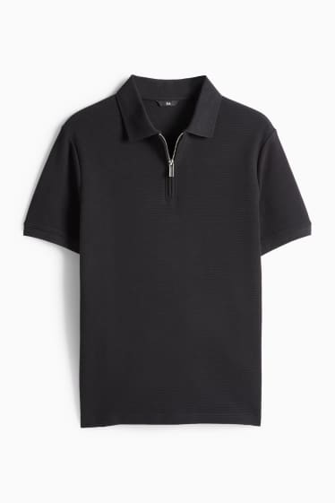 Heren - Poloshirt - regular fit - geribd - zwart