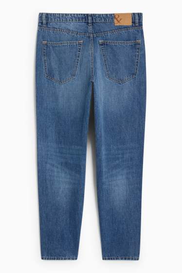 Men - Relaxed tapered jeans with linen content - blue