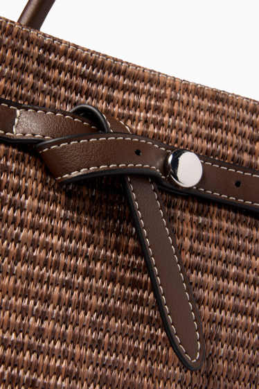 Women - Bast crossbody bag with detachable bag strap - dark brown