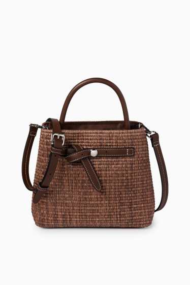 Women - Bast crossbody bag with detachable bag strap - dark brown
