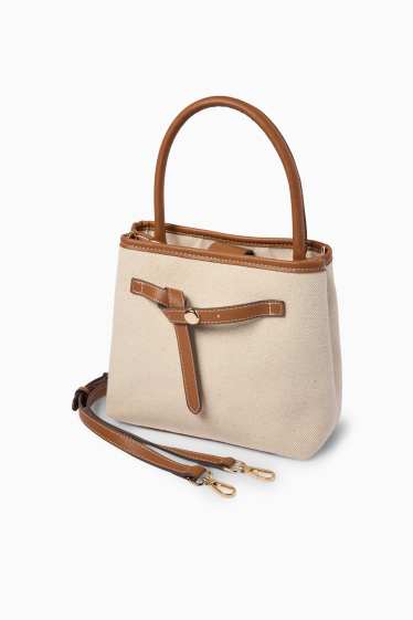 Donna - Shopper piccola con spallaccio removibile - beige