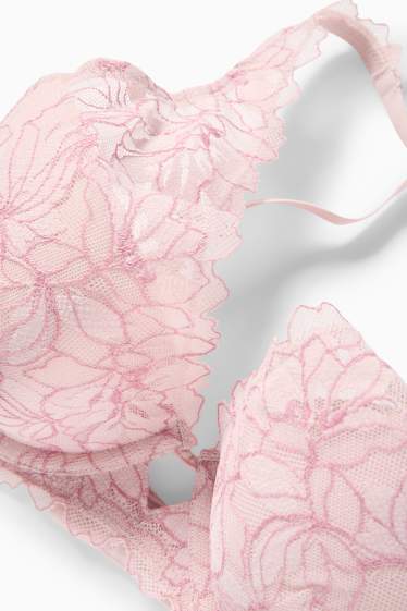 Dames - BH met beugels - PLUNGE - voorgevormd - roze