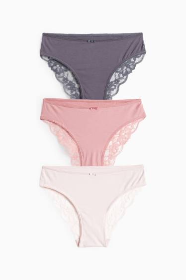 Femmes - Lot de 3 - culottes - rose