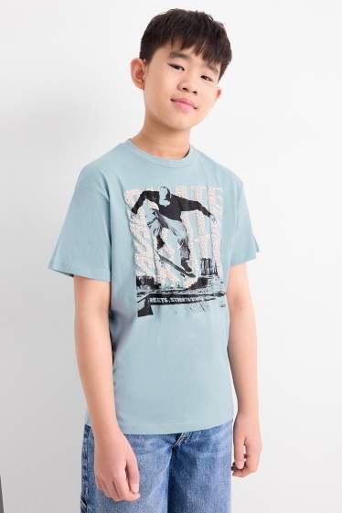 Children Boys - Multipack of 2 - trainers and skateboarder - short sleeve T-shirt - light blue