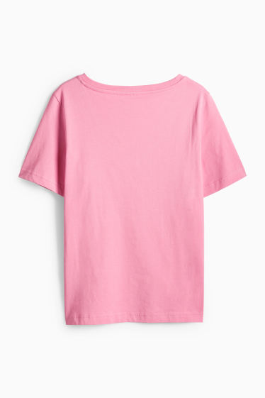 Femei - Tricou cu decolteu în V - Regular fit - roz