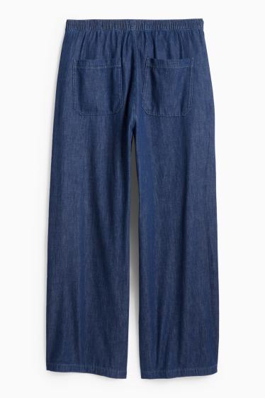 Women - Wide leg jeans - high waist - dark blue