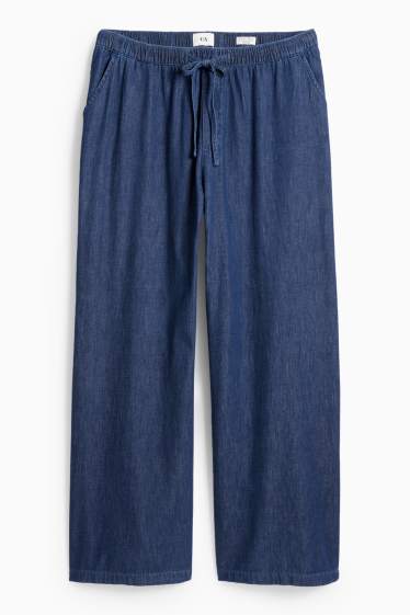 Women - Wide leg jeans - high waist - dark blue