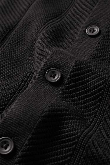 Hommes - Chemise en maille - regular fit - col à revers - texturé - noir