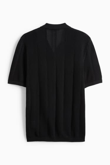 Hommes - Chemise en maille - regular fit - col à revers - texturé - noir
