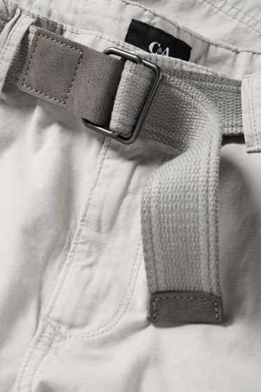 Men - Cargo shorts with belt - light gray