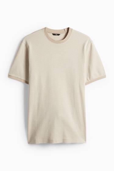 Herren - T-Shirt - Regular Fit - strukturiert - beige
