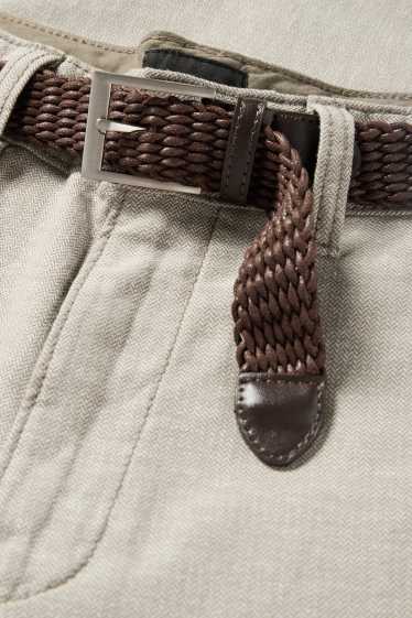 Herren - Chino mit Leinen-Anteil und Gürtel - Regular Fit - beige