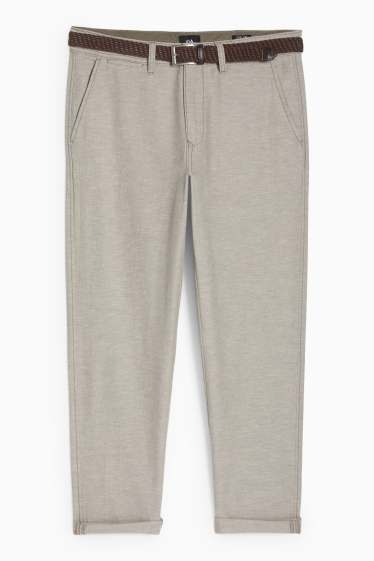 Herren - Chino mit Leinen-Anteil und Gürtel - Regular Fit - beige