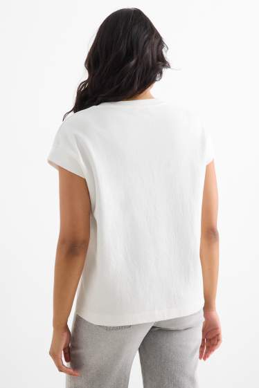 Dámské - Tričko - regular fit - krémově bílá