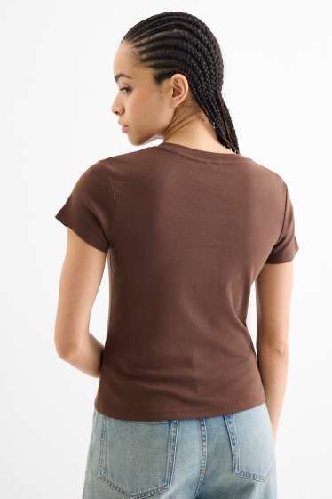 Donna - T-shirt - oversize - marrone scuro