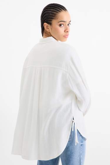 Femmes - Chemisier contenant du lin - blanc