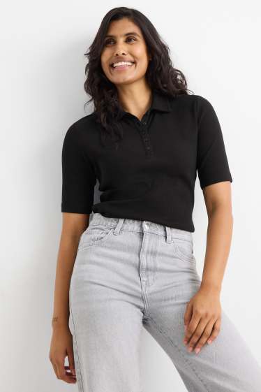 Dona - Polo - regular fit - de ratlles - negre