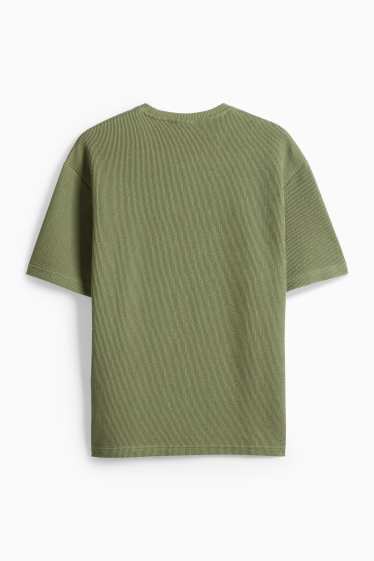 Heren - T-shirt - relaxed fit - met structuur - groen