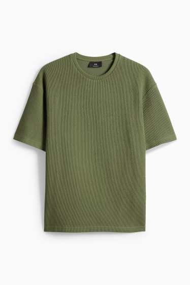 Heren - T-shirt - relaxed fit - met structuur - groen