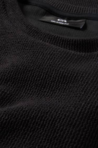 Heren - T-shirt - relaxed fit - met structuur - zwart
