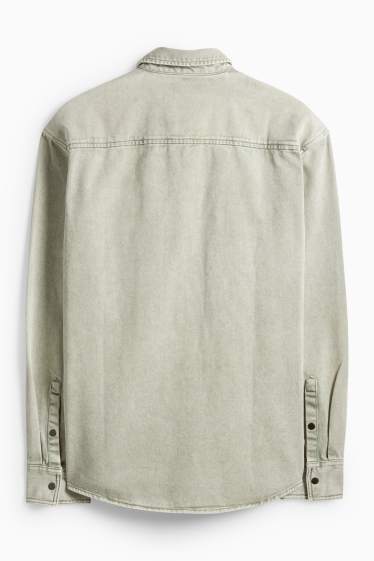Heren - Spijkerblouse - relaxed fit - kent - lichtgroen