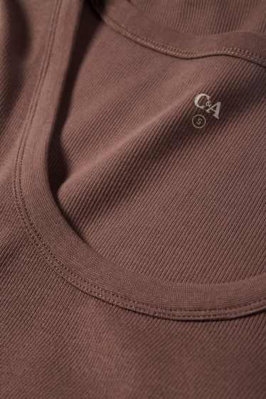 Femmes - T-shirt - regular fit - côtelé - marron