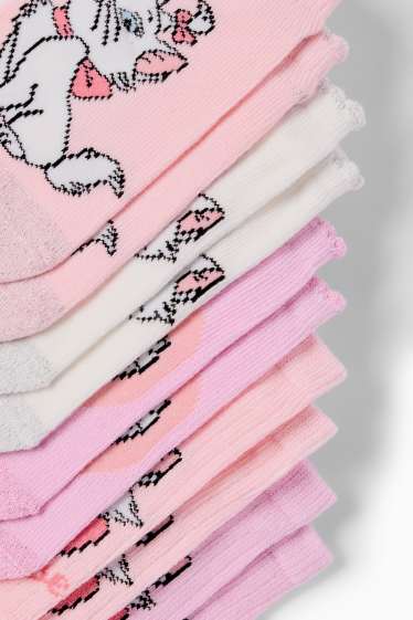 Enfants filles - Lot de 5 paires - Aristochats - socquettes de sport à motif - rose