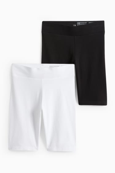 Donna - Confezione da 2 - shorts stile ciclista - bianco / nero