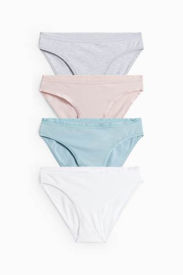 Femmes - Lot de 4 - culottes - blanc / turquoise