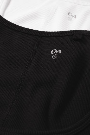 Women - Multipack of 2 - top - ribbed - white / black