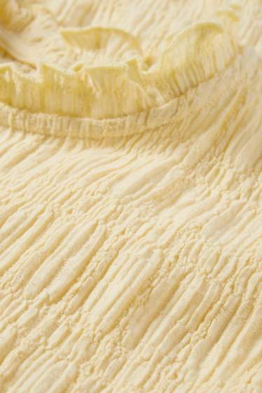 Donna - T-shirt - regular fit - arricciata - giallo