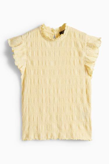 Donna - T-shirt - regular fit - arricciata - giallo