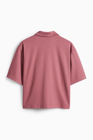 Femmes - Polo - relaxed fit - rose foncé