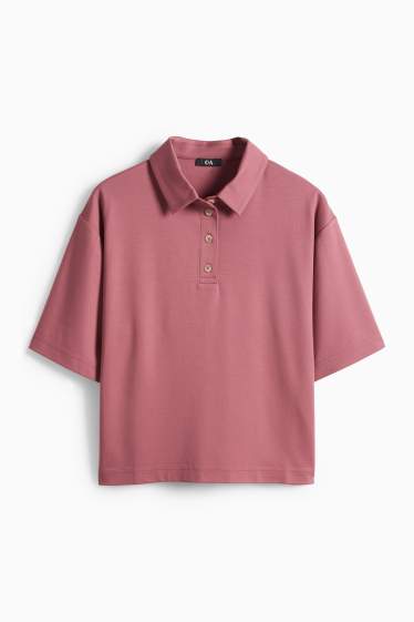 Femmes - Polo - relaxed fit - rose foncé