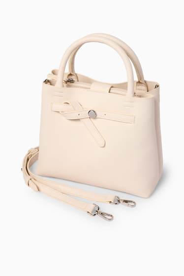Femmes - Petit cabas à bandoulière amovible - matière synthétique - beige clair