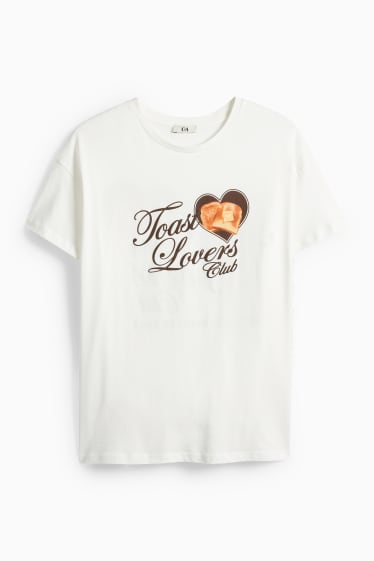 Dámské - Tričko - oversized - bílá