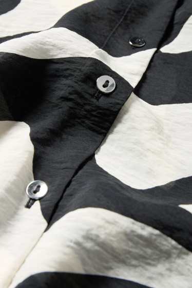 Damen - Hemdbluse - gemustert - weiss / schwarz