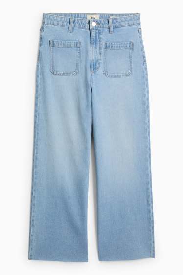 Donna - Jeans a gamba larga - vita media - blu