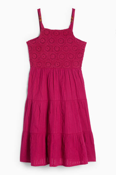 Children Girls - Dress - textured - dark rose