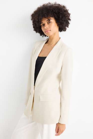 Women - Long blazer - regular fit - cremewhite