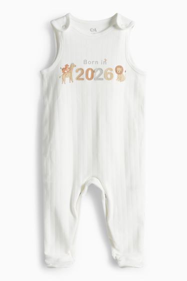 Unisex - Animale sălbatice - set cu salopetă - 2 piese - alb